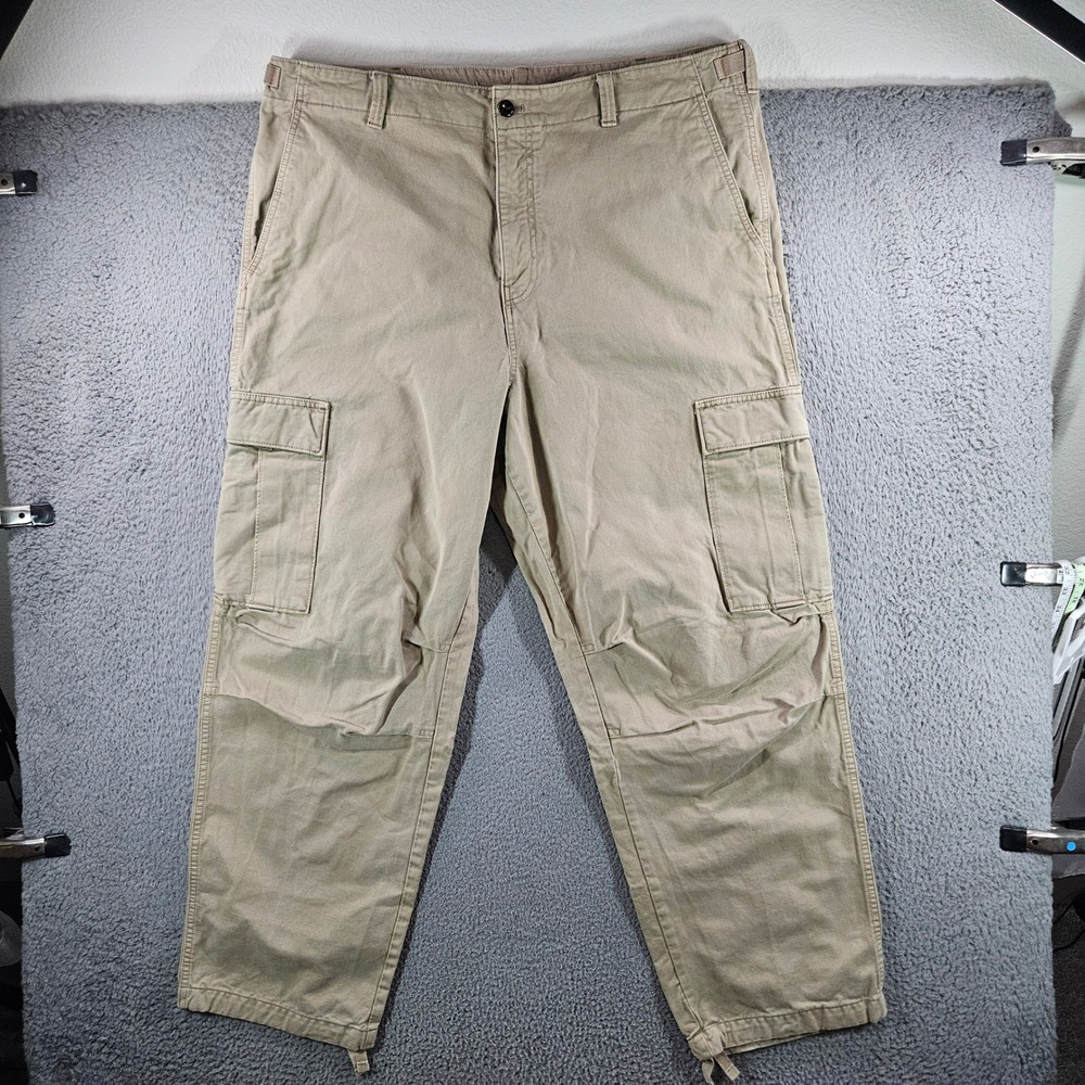 Banana Republic Mens 42x32 Khaki Tan Cotton Cargo Pants Adjustable Waist Utility